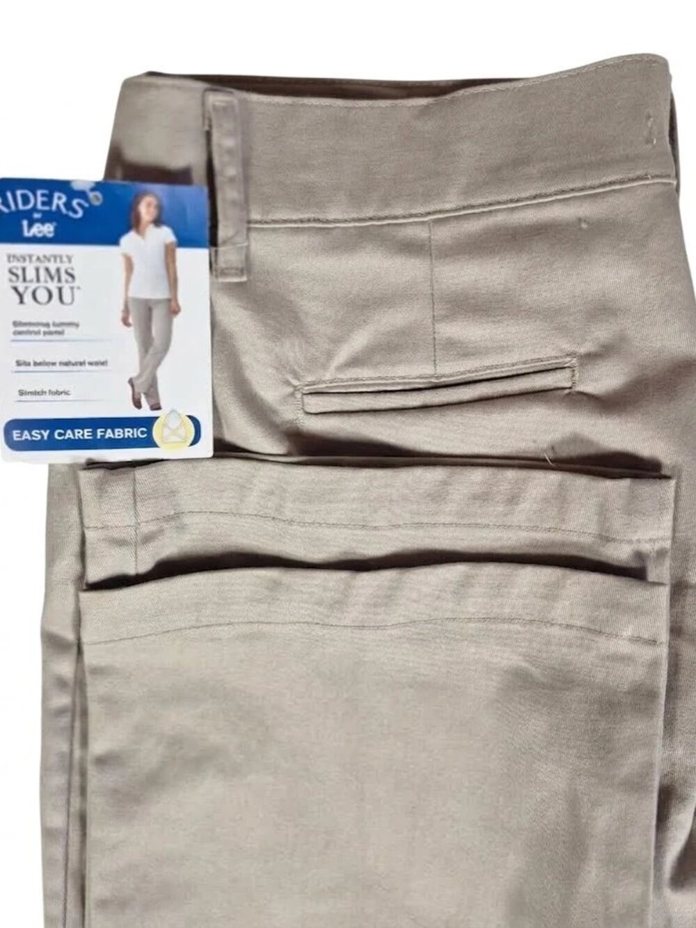 NEW Riders by Lee Women's 12M Pants Straight Leg Chino Khaki Stretch Slacks